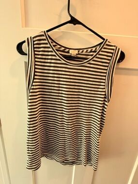 J.Crew Striped Tank Top XS Black White Sleeveless Casual Classic Stripe Tee